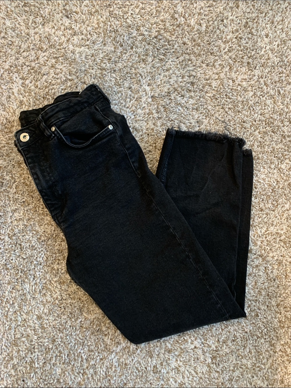 Zara Black High-Rise Straight Leg Jeans